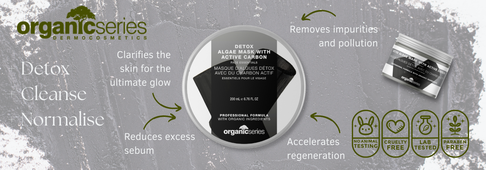  detox face mask with algae and active carbon by organic series