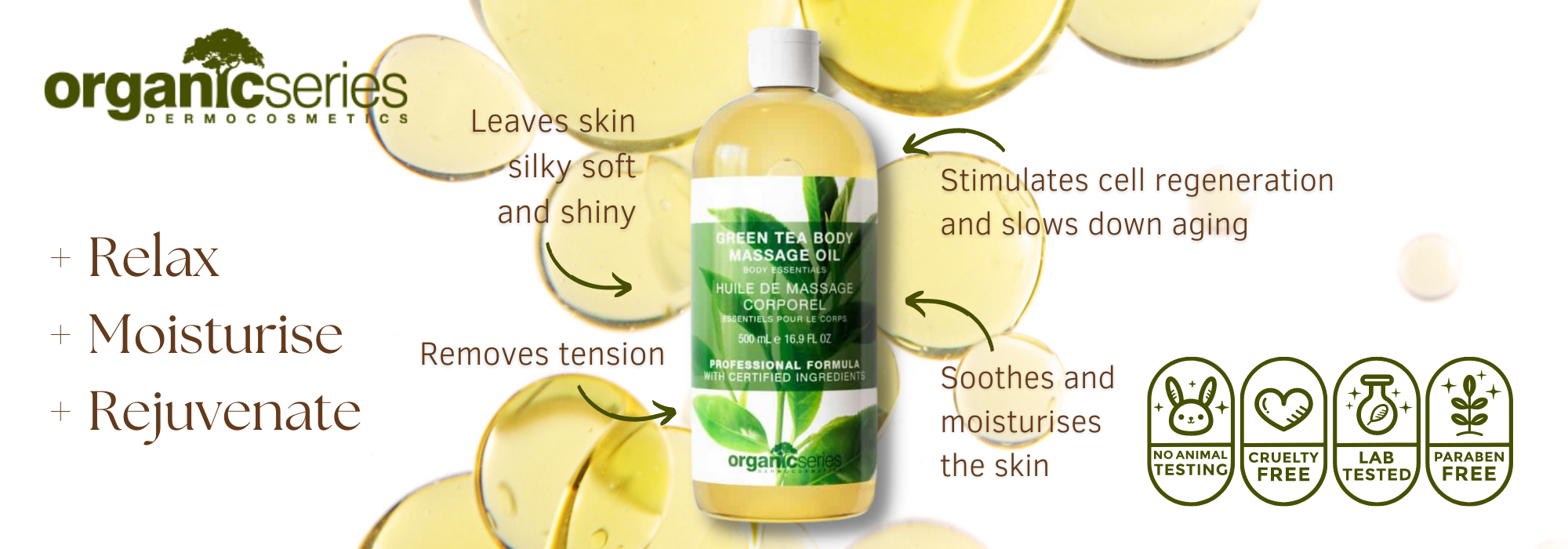 green tea body massage oil by organic series