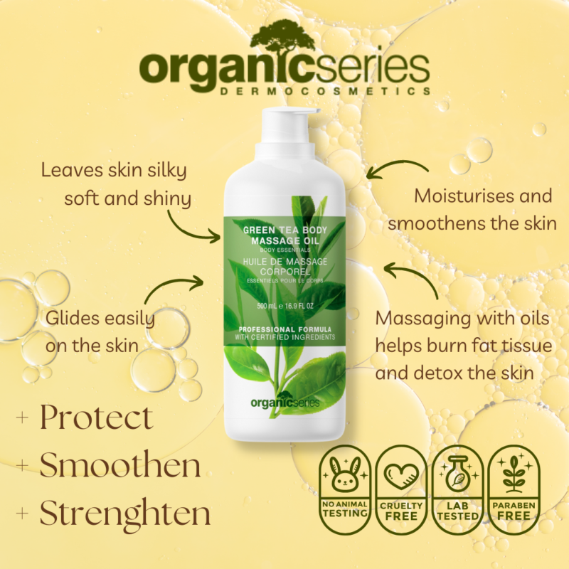 green tea body massage oil by organic series