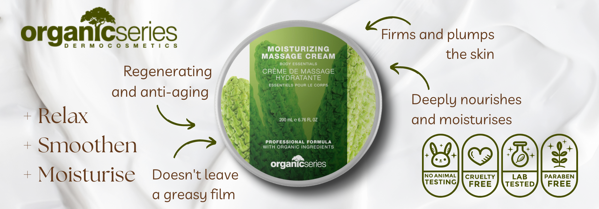 moisturising body massage cream by organic series